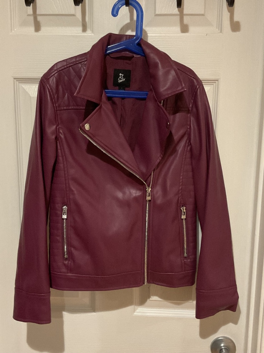Art Class Girls Faux Leather Moto Jacket Asymmetrical Zipper Red Large 10/12